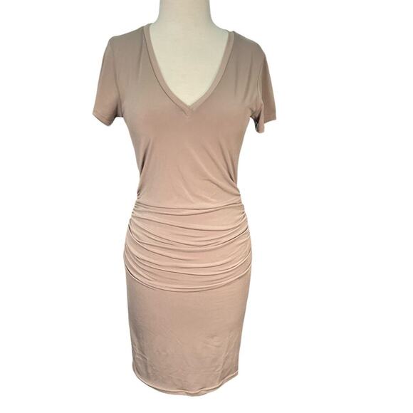 NWT Revolve Lanston Size Small Ruched T-Shirt Dress Mocha Body Con Style - Picture 6 of 9